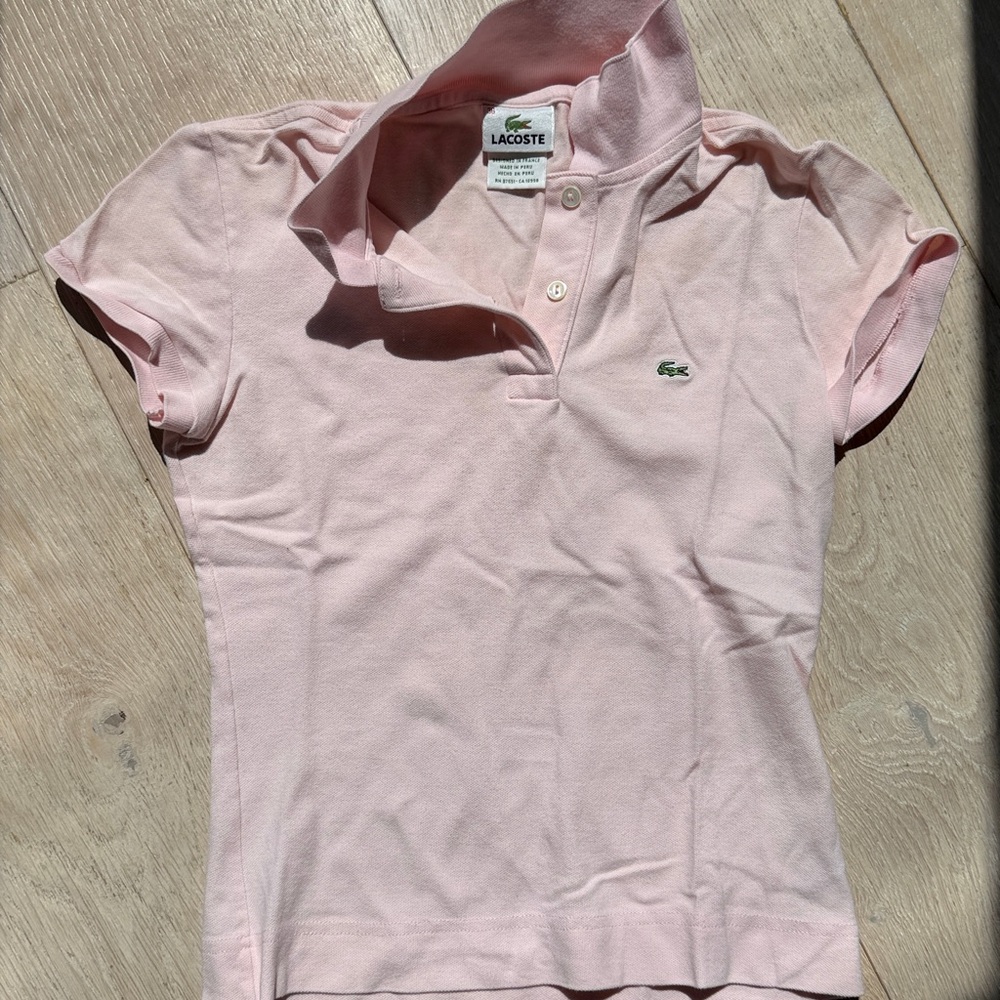 Women’s Lacoste Light Pink Polo Tee - Size S (36)